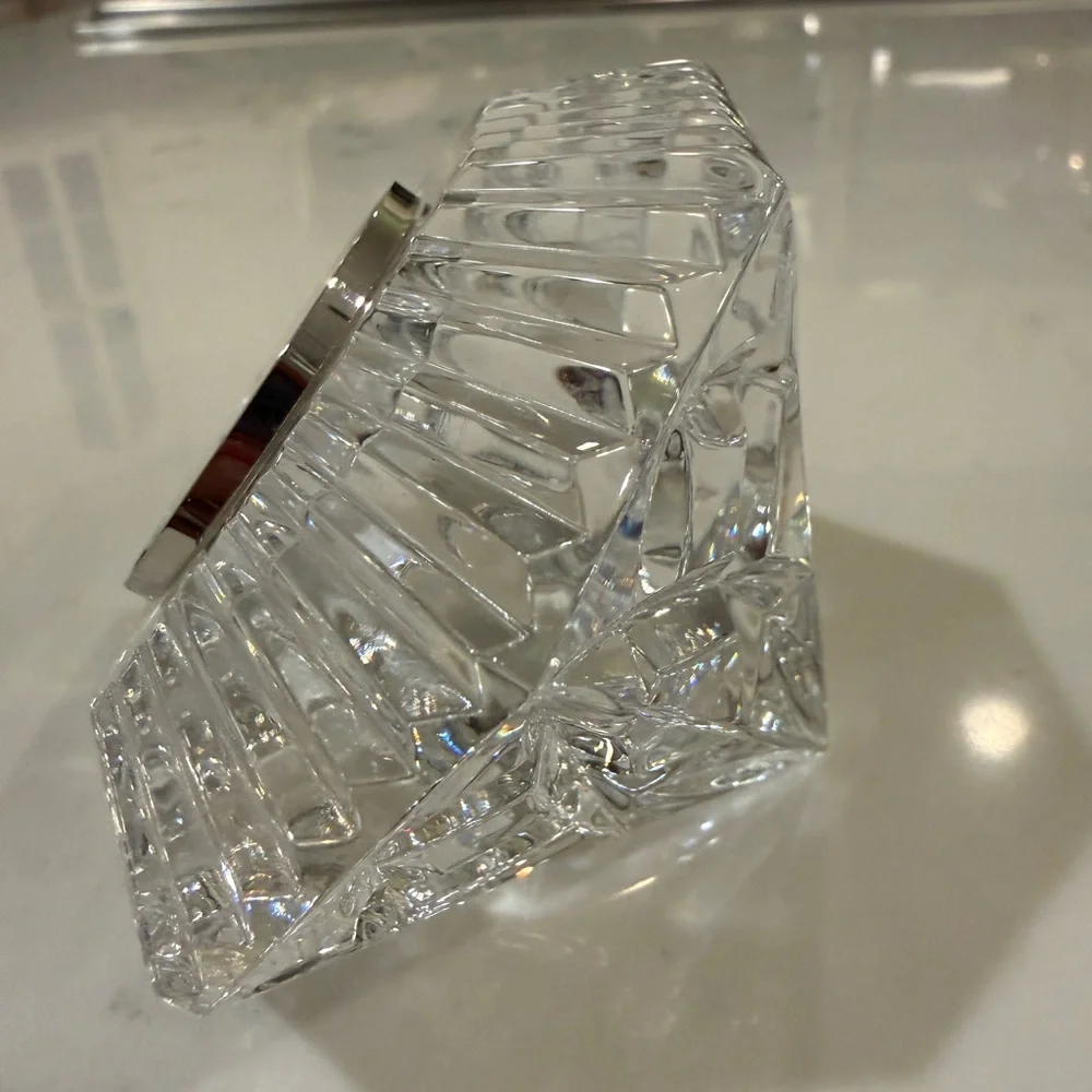 Waterford Crystal Classic Lismore Diamond Shape Desk Clock 3.5